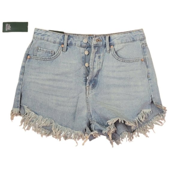 wild fable Pants - Wild Fable Highest Rise Frayed Hem Light Blue Button-Fly Denim Shorts Size 10